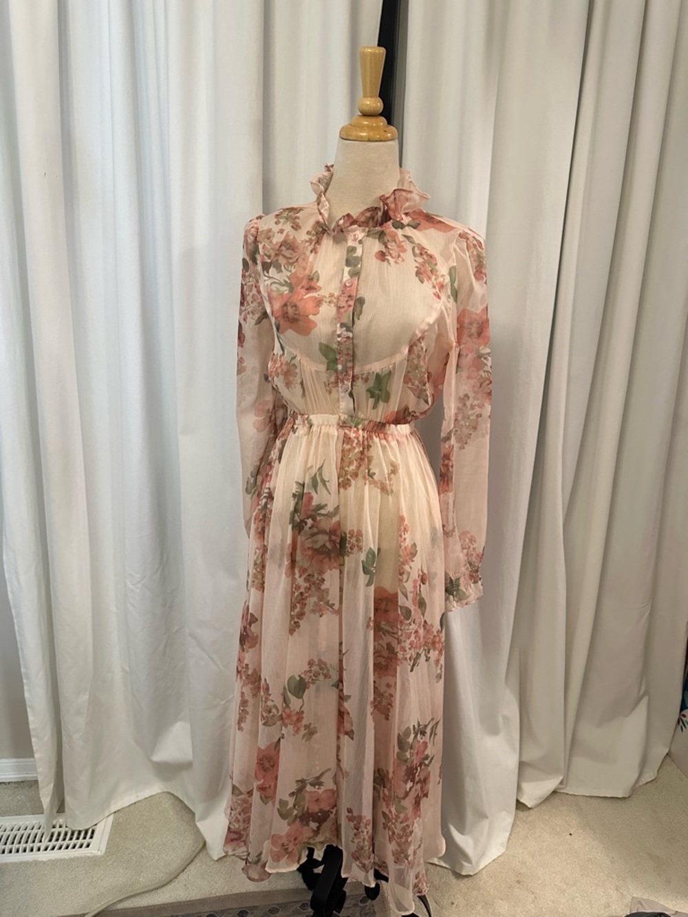 Romantic Floral Chiffon Maxi Dress
